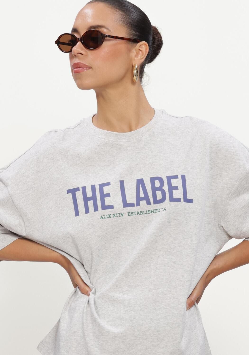 Alix The Label Dames Tops & T-shirts Ladies Knitted The Label Oversized T-shirt - Lichtgrijs, foto 4