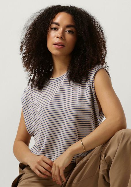Blauwe BY-BAR T-shirt DIEDE SMALL STRIPE TOP - large