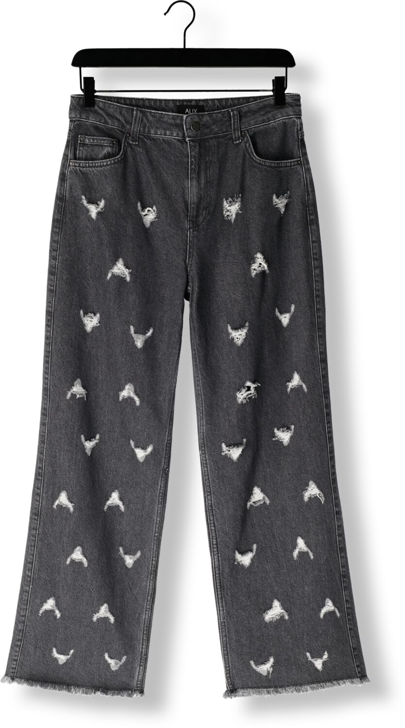 ALIX THE LABEL Dames Jeans Ladies Woven Destroyed Denim Pants Grijs