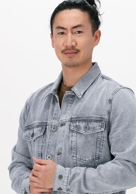 Grijze CAST IRON Spijkerjas DENIM JACKET GREY DENIM WASH - large