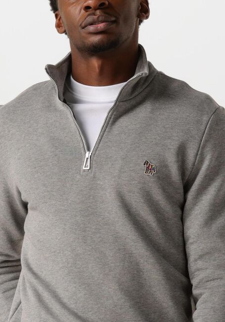 Grijze PS PAUL SMITH Trui MENS LS REG FIT HALF ZIP TOP ZEBRA - large