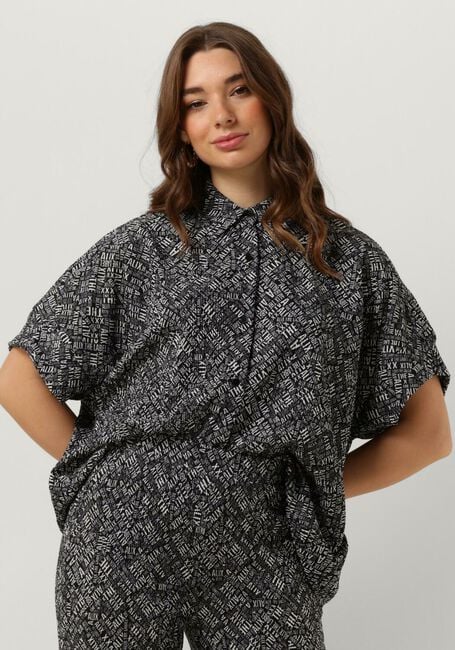 Zwarte ALIX THE LABEL Blouse LADIES WOVEN CRINKLE TEXT OVERSIZED BLOUSE - large