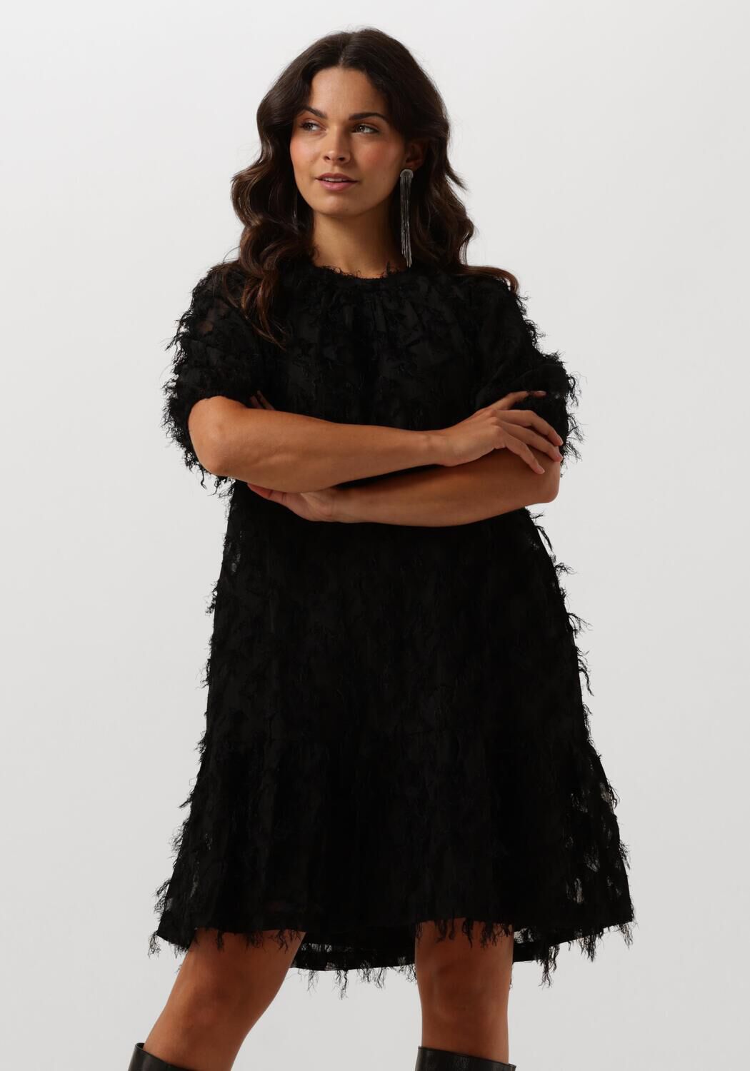 Moves Elegante Zwarte Mini Jurk Black Dames