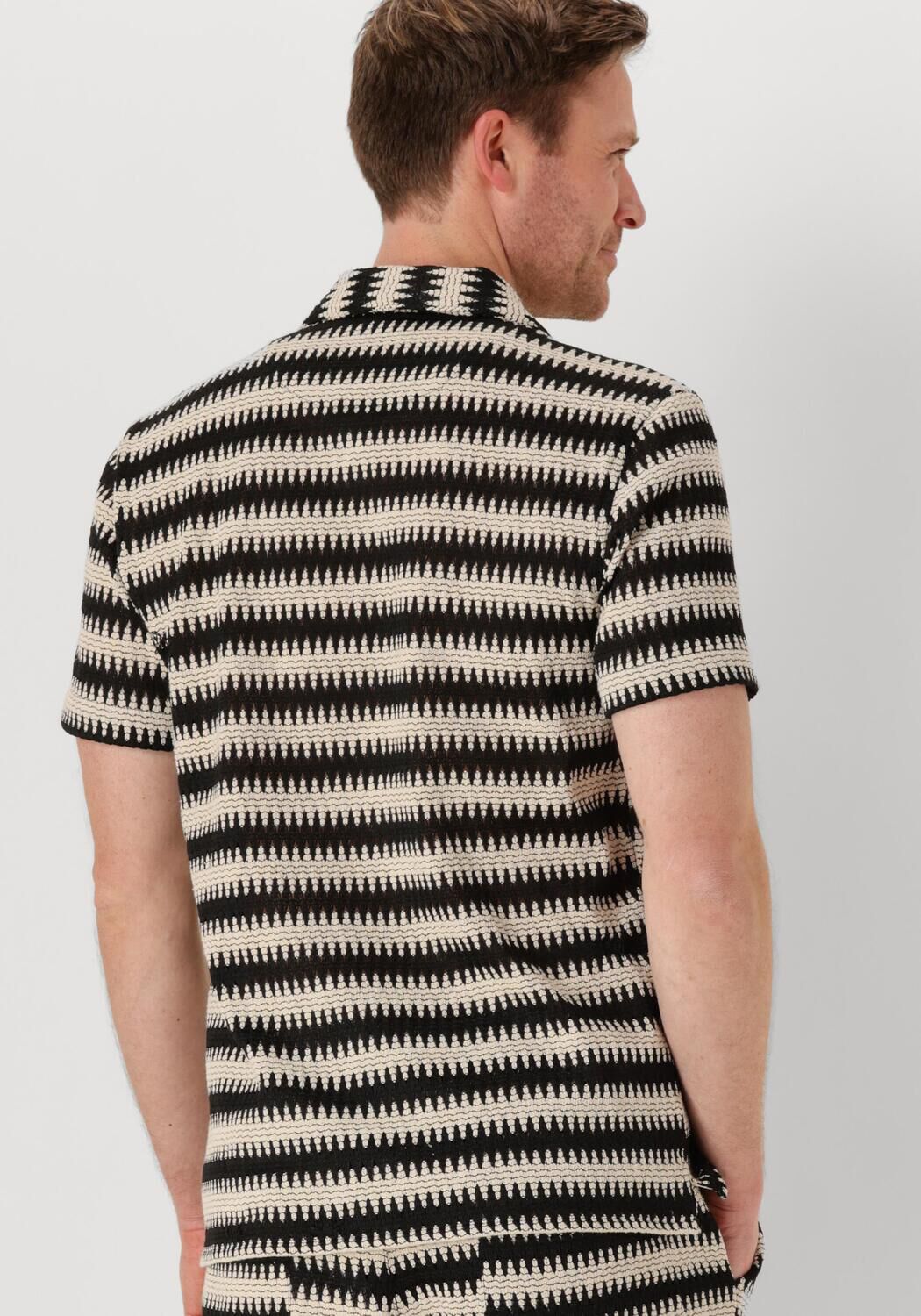 ANERKJENDT Heren Overhemden Akkurt Struc Stripe S s Shirt Zwart
