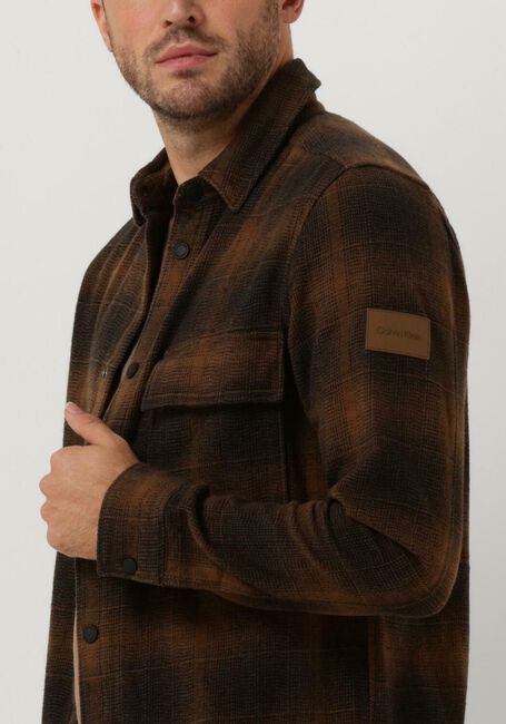 Bruine CALVIN KLEIN Overshirt BLURRED CHECK INDOOR OVERSHIRT - large