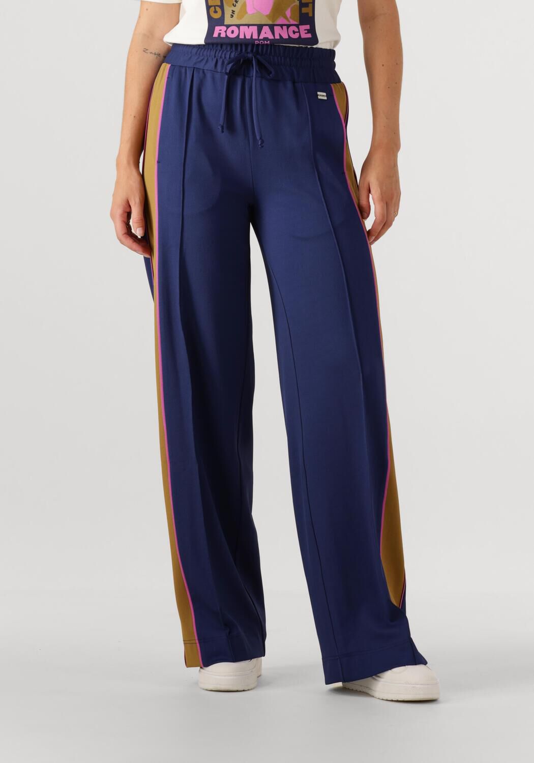 POM AMSTERDAM Dames Broeken Pants Colourblock Nightfall Blue Multi