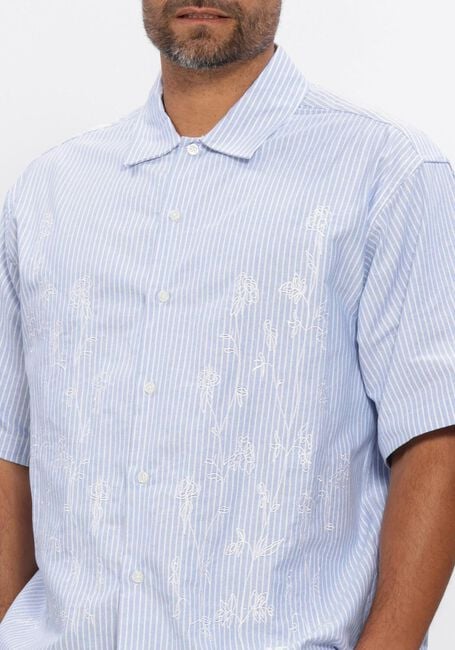 Lichtblauwe WOODBIRD Casual overhemd WBWANG OX FLOWER SHIRT - large