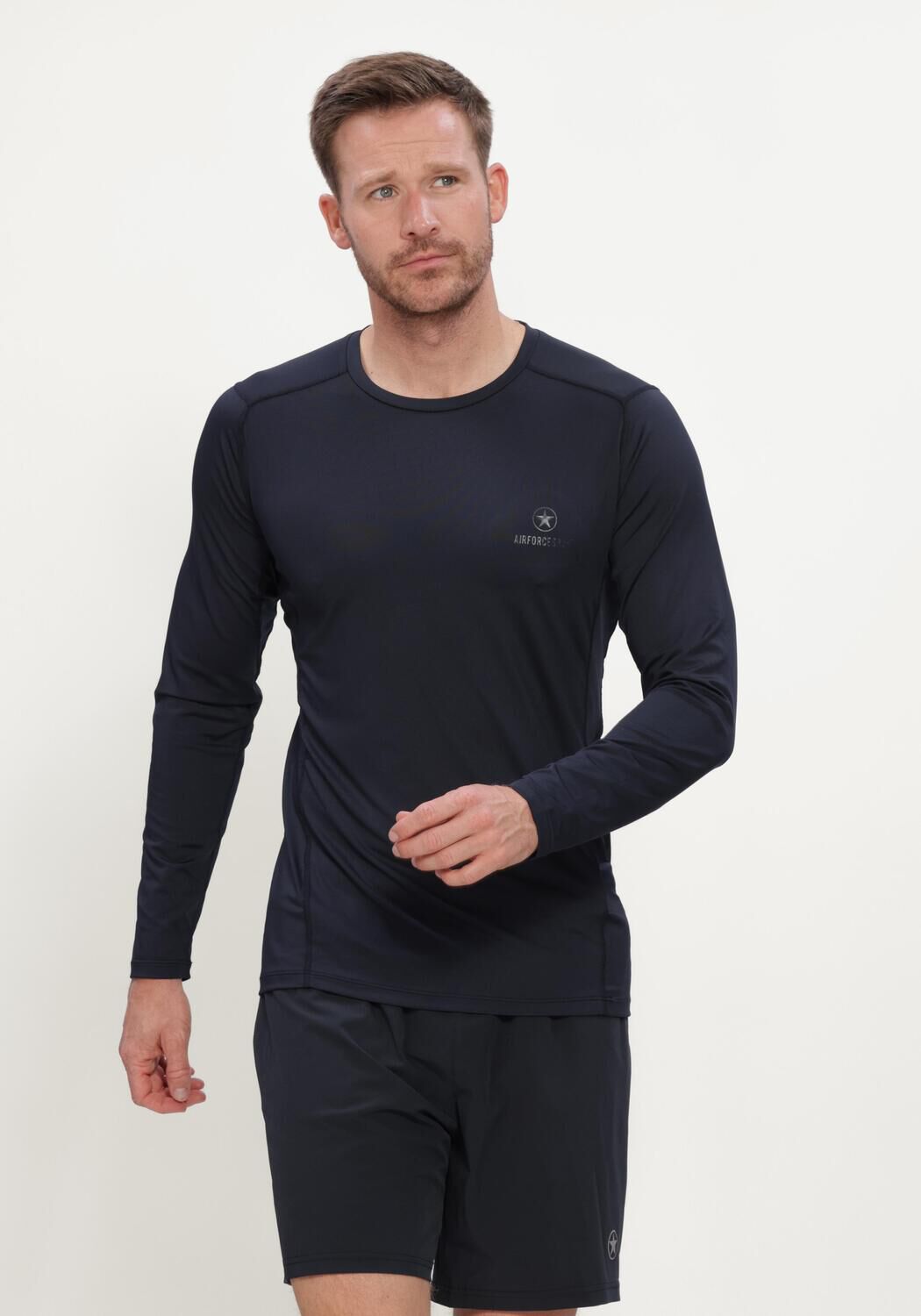 Donkerblauwe AIRFORCE Sportshirts PERFORMANCE LIGHT THERMO LONGSLEEVE - large