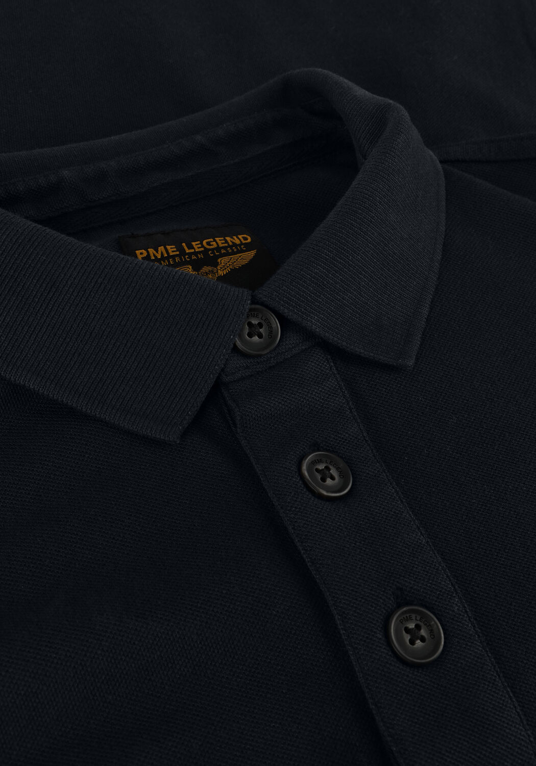 Blauwe PME LEGEND Polo LONG SLEEVE POLO PIQUE GARMENT DYE - large