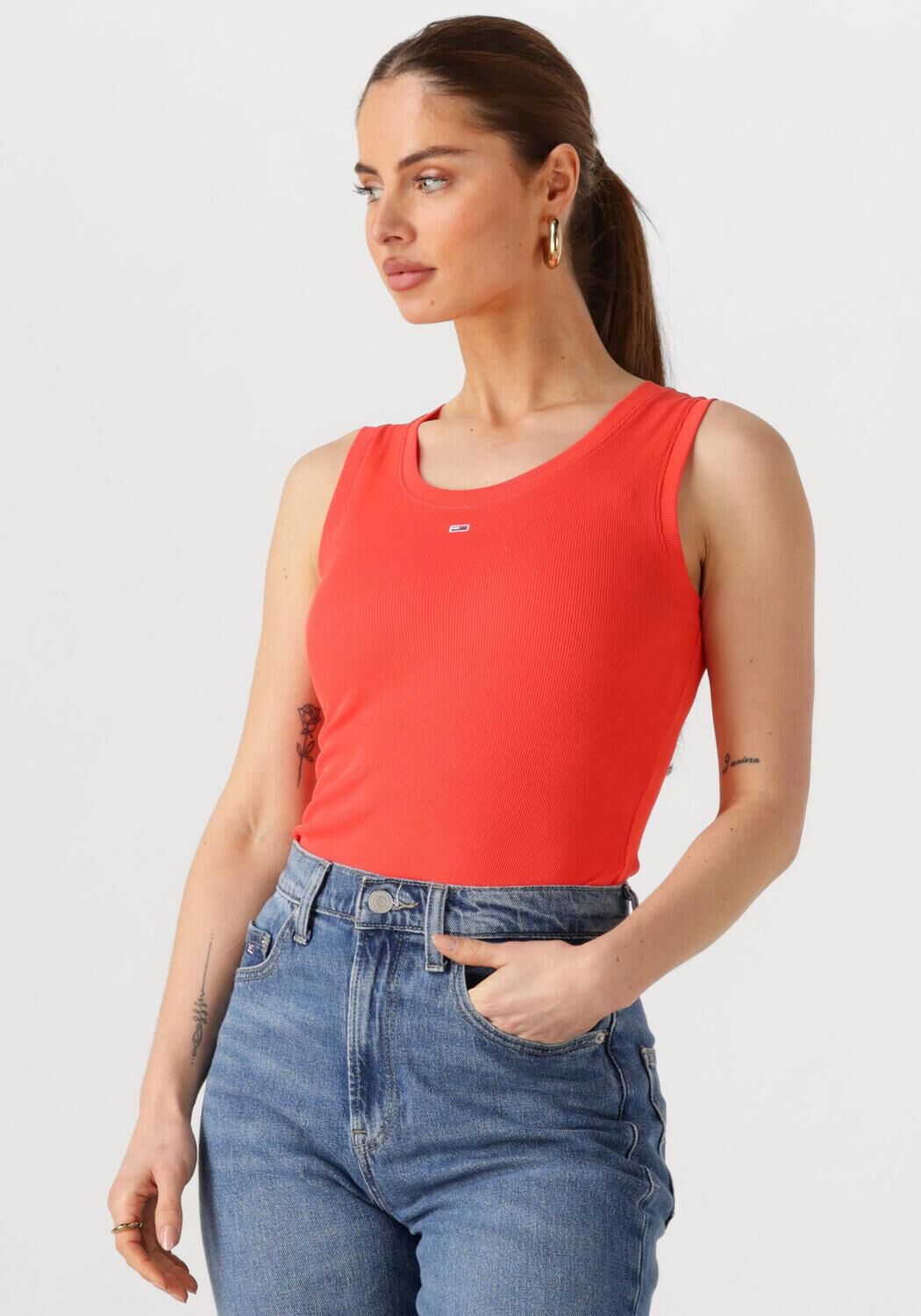 TOMMY JEANS Dames Tops & T-shirts Tjw Essential Rib Tank Ext Oranje