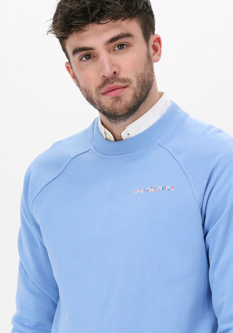 Lichtblauwe SCOTCH & SODA Sweater CREWNECK LOGO FELPA SWEATSHIRT IN ORGANIC COTTON - large