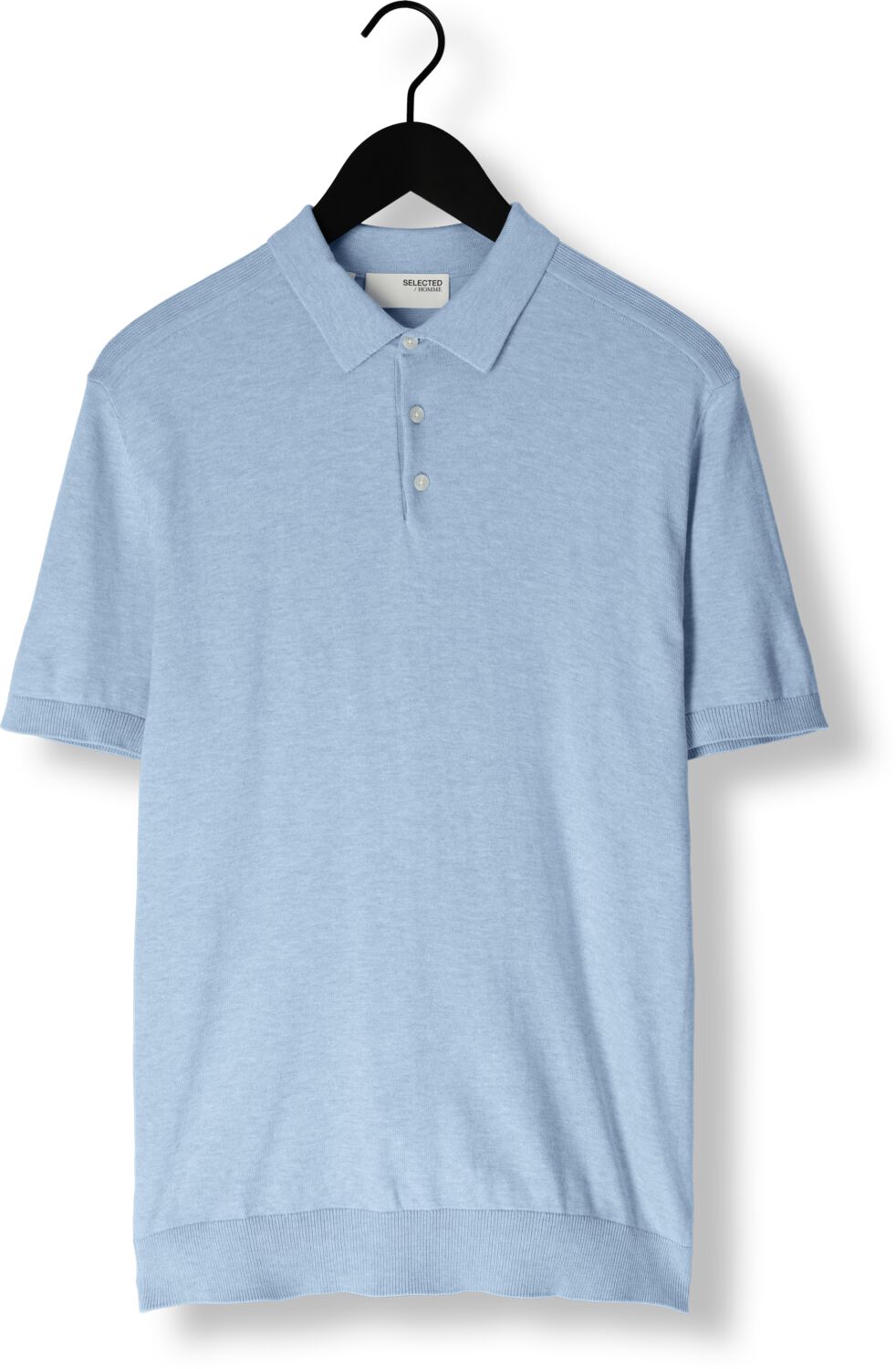 SELECTED HOMME Heren Polo's & T-shirts Slhberg Ss Knit Polo Noos Lichtblauw