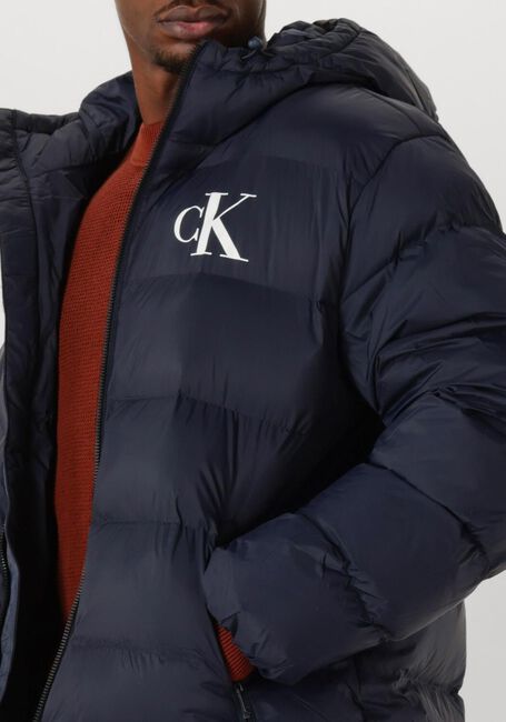 Donkerblauwe CALVIN KLEIN Gewatteerde jas LS NYLON MONGRAM PUFFER JKT - large