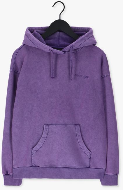 Paarse COLOURFUL REBEL Sweater ROUGH ACID WASH OVERSIZED HOOD - large