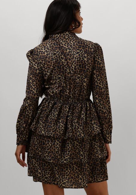 Bruine COLOURFUL REBEL Mini jurk SACHA LEOPARD SHIRT DRESS LS - large