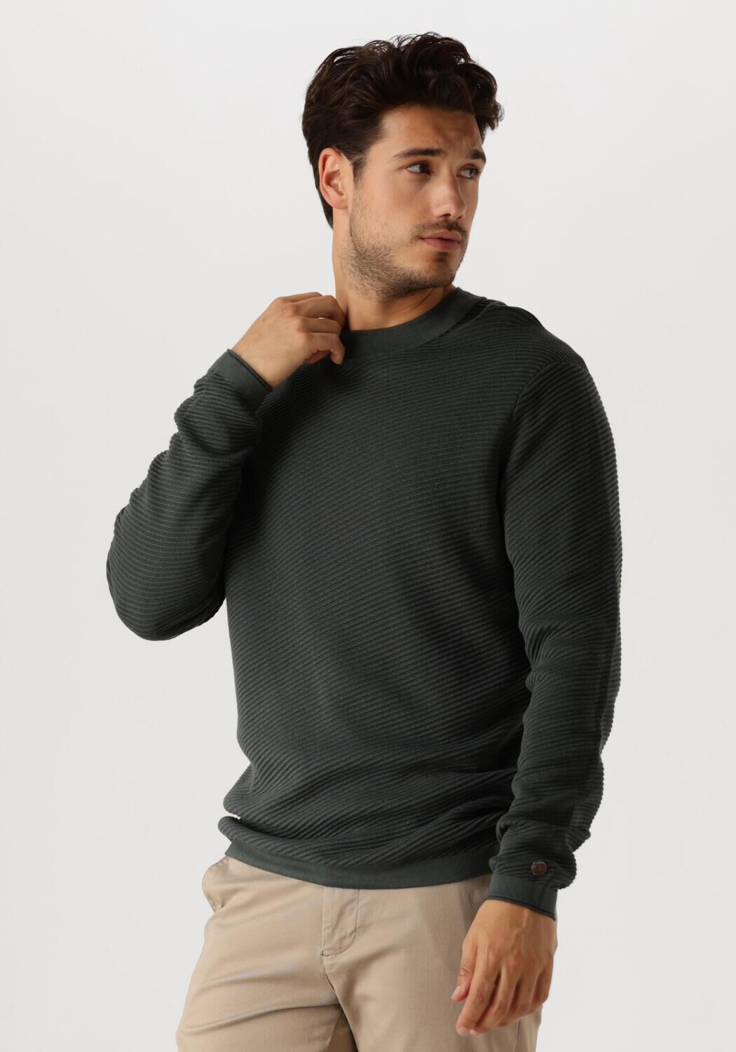CAST IRON Heren Truien & Vesten Mock Neck Cotton Modal Groen