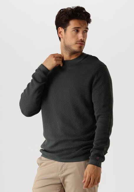 Groene CAST IRON Trui MOCK NECK COTTON MODAL - large
