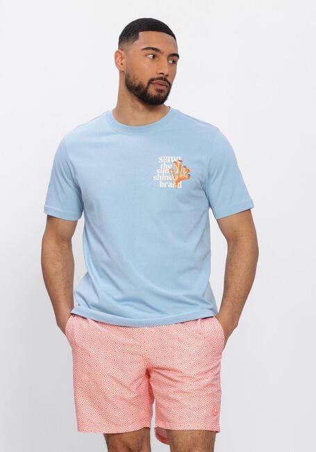 Blauwe SHIWI Polo / T-shirt LIAM REGULAR FIT PAINTED CORAL T-SHIRT - large
