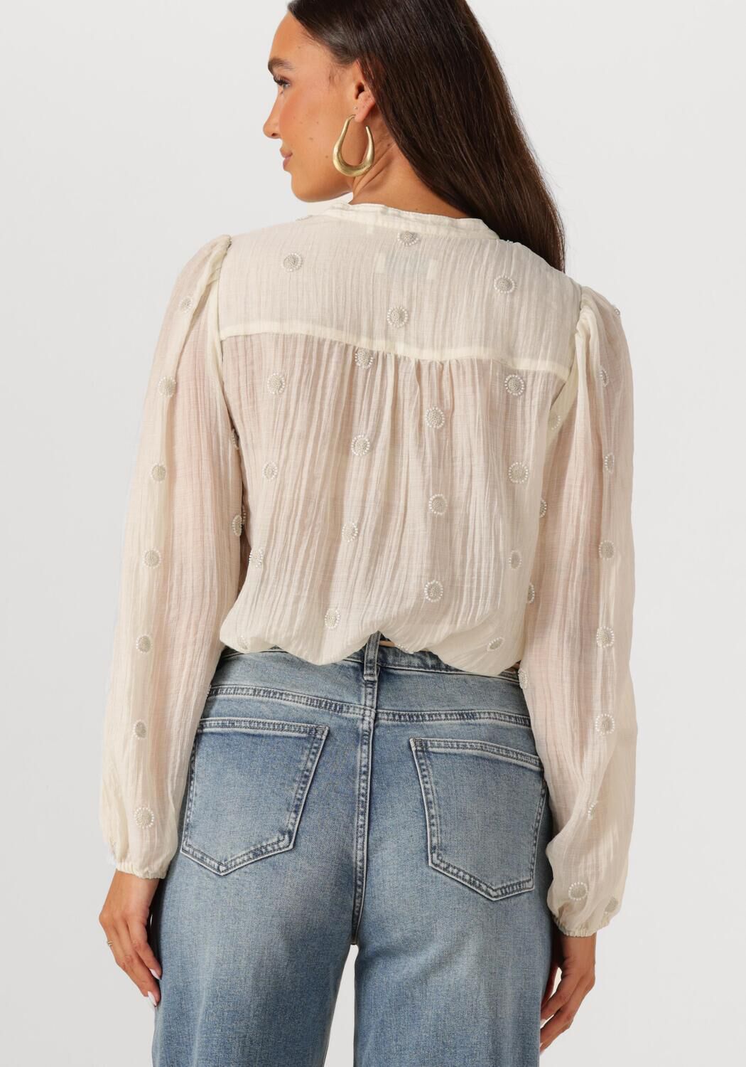 NUKUS Dames Blouses Rosan Blouse Embroidery Gebroken Wit