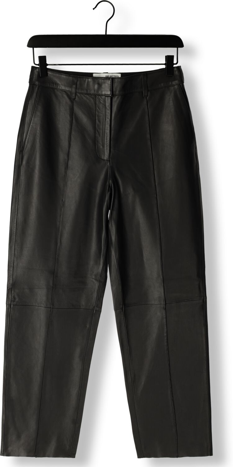 SELECTED FEMME Dames Broeken Slfannemai Mw Leather Pant Zwart