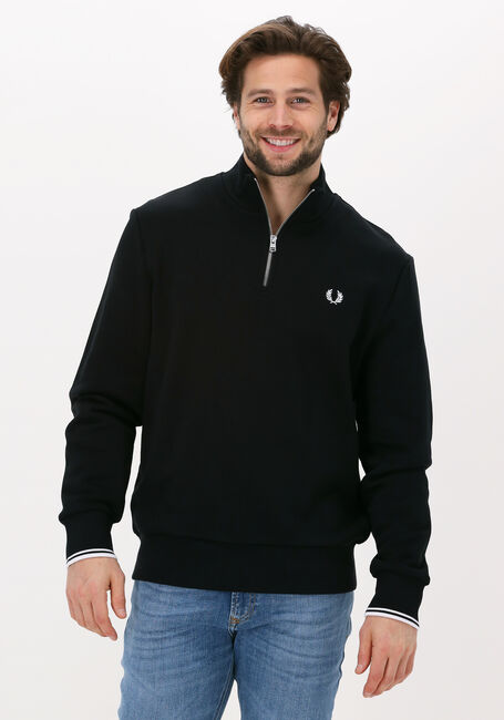 Zwarte FRED PERRY ZIP SWEATSHIRT | Omoda