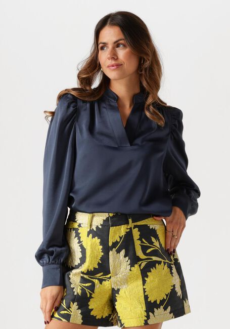 Donkerblauwe NEO NOIR Blouses ROSSLYN HEAVY SATEEN BLOUSE - large