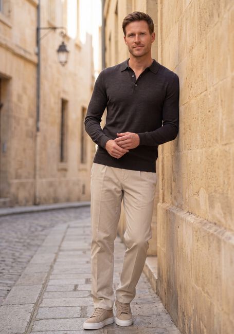 Antraciet PROFUOMO Trui POLO LS EXTRAFINE MERINO - large