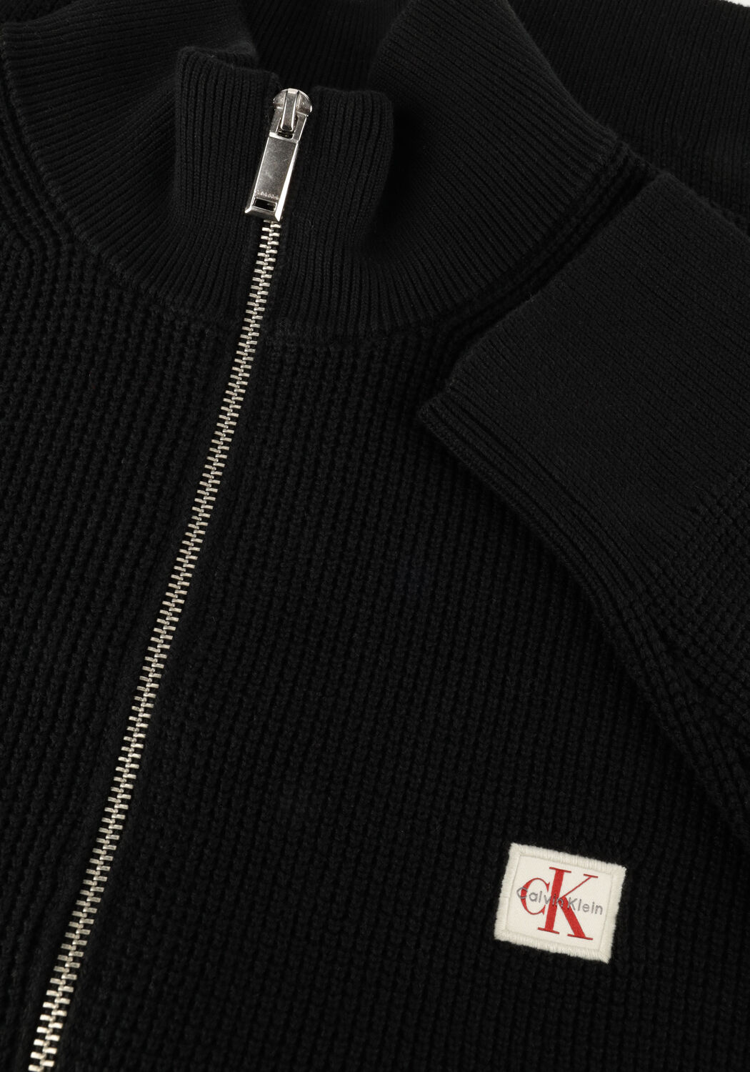 Zwarte CALVIN KLEIN Trui LS EZ COTTON WAFFLE QUARTER ZIP - large