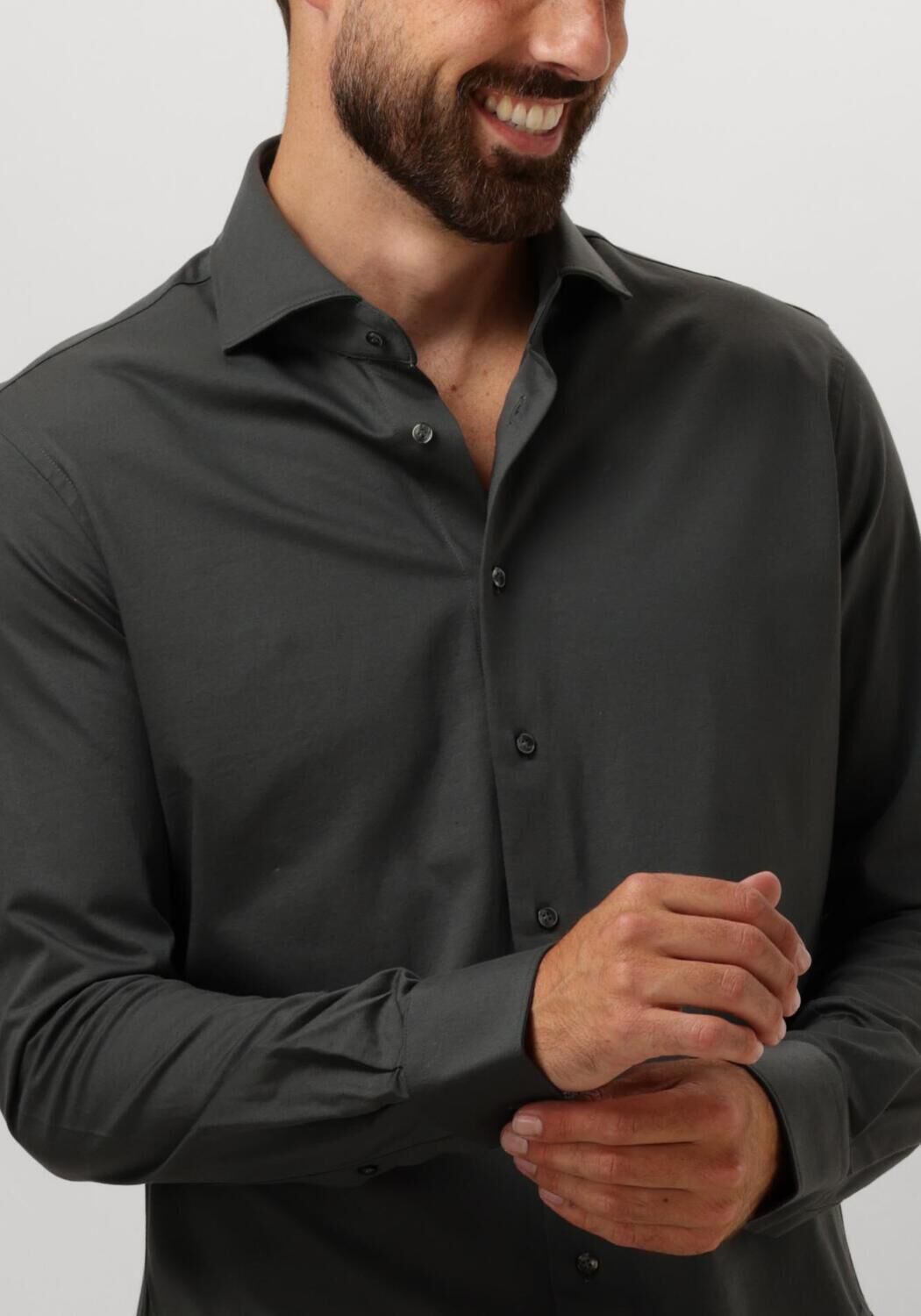 PROFUOMO Heren Overhemden Shirt Cutaway Sf Sc Knitted Groen