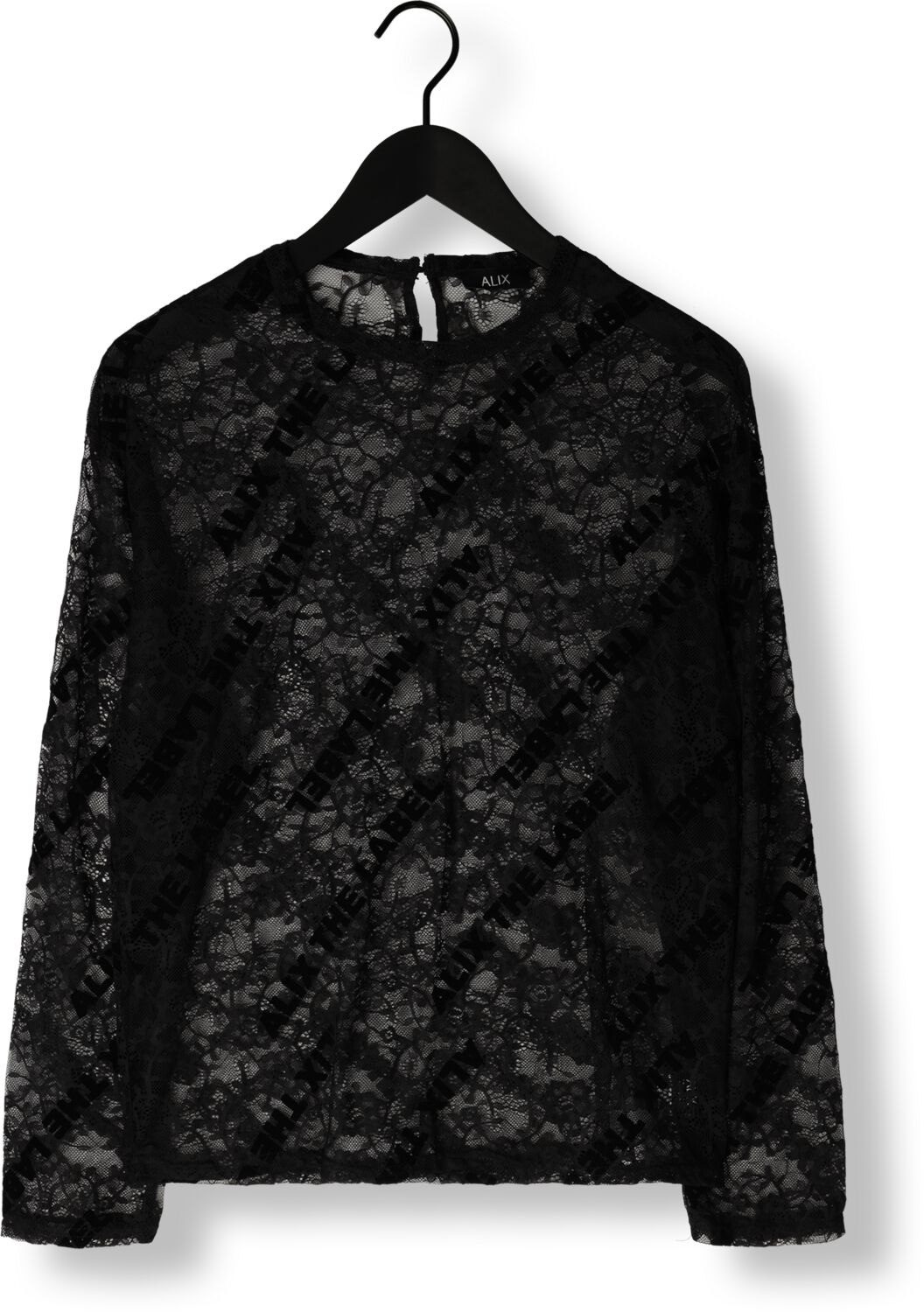ALIX THE LABEL Dames Tops & T-shirts Ladies Woven Alix Lace Fitted Top Zwart