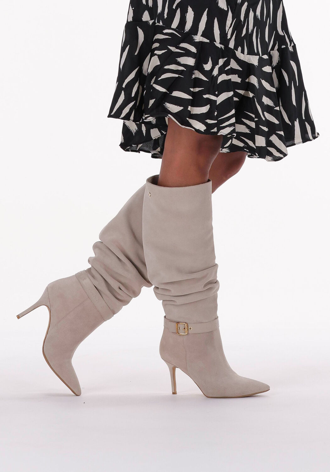 beige nikkie hoge laarzen suede high boots