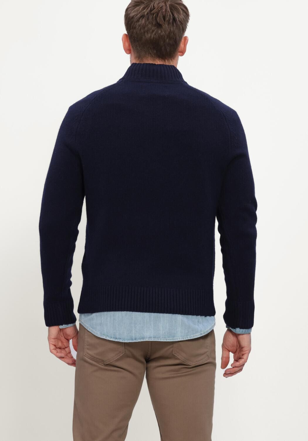 Donkerblauwe BARBOUR Trui NEWTOWN HALF ZIP KNITTED JUMPER KNITWEAR - large