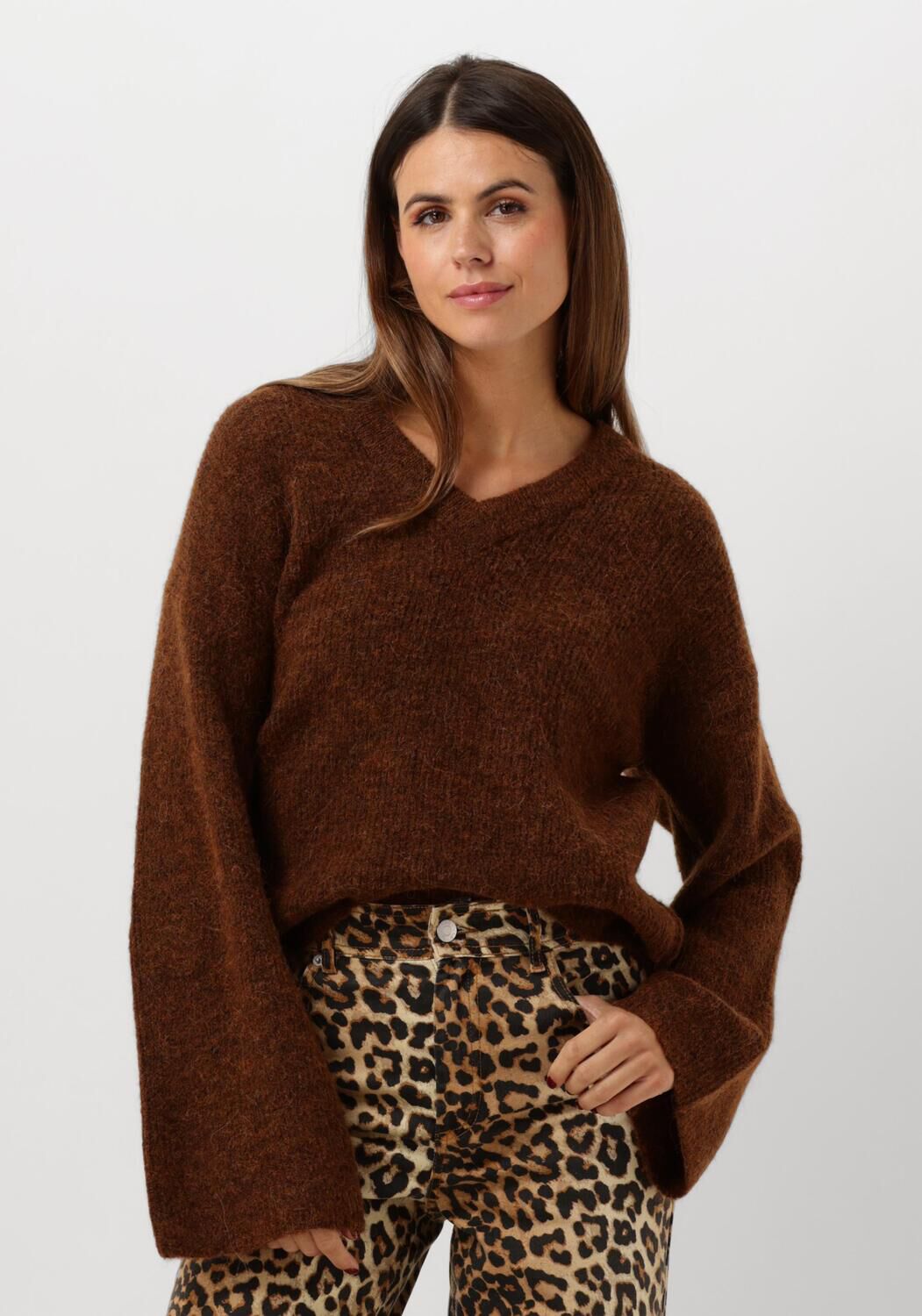 My Essential Wardrobe Gezellige Gebreide Trui Foxy Brown Melange Brown Dames