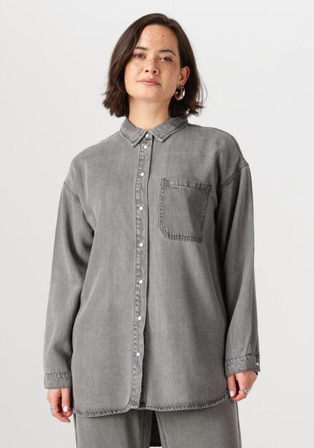 Grijze OBJECT Blouses OBJFRAME L/S LO SHIRT - large