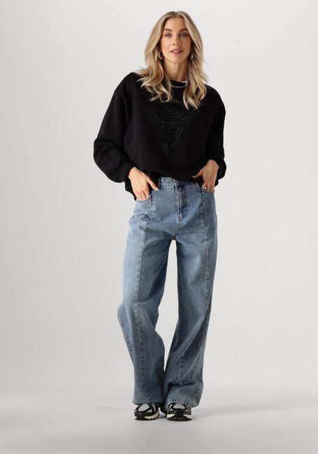 Zwarte ALIX THE LABEL Trui LADIES KNITTED STRASS BULL - large