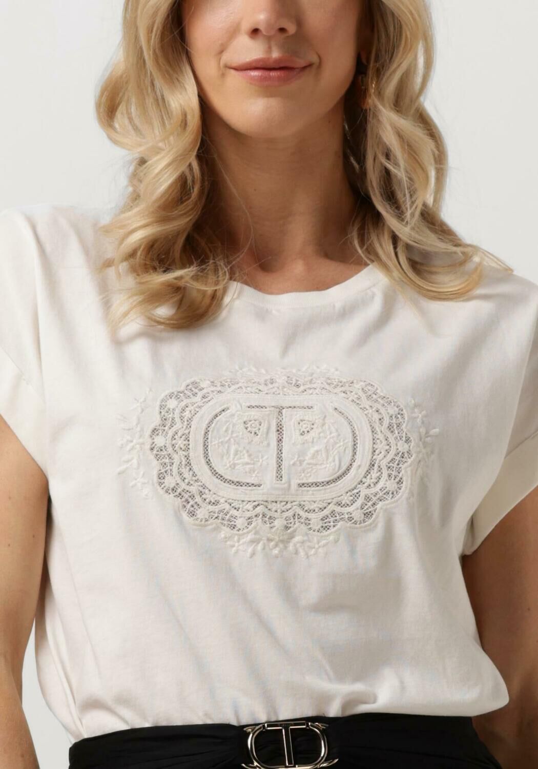 TWINSET MILANO Dames Tops & T-shirts Knitted T-shirt Ecru