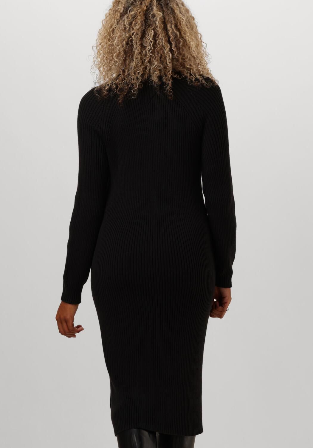 TOMMY JEANS Dames Jurken Tjw Mockneck Badge Sweater Dress Zwart