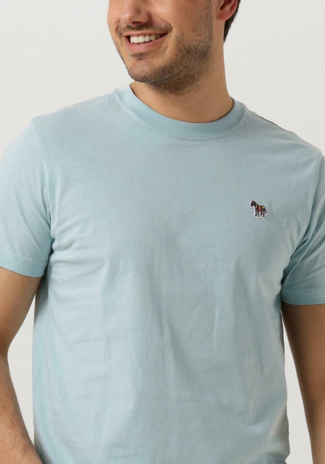 PS PAUL SMITH Heren Polo's & T-shirts Mens Slim Fit Ss Tshirt Zebra Badge Lichtblauw