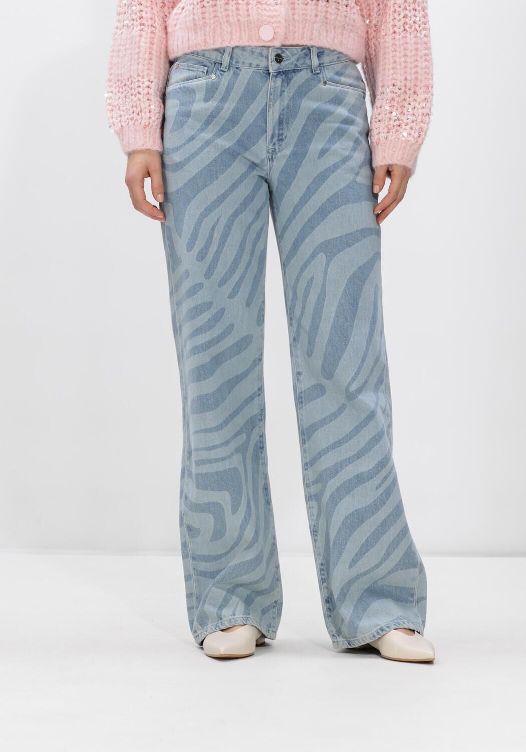 Lichtblauwe DANTE6 Wide jeans WIDE LEG PRINTED JEANS - large