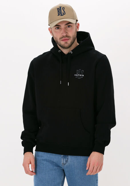 Zwarte BLS HAFNIA Sweater MINI OUTLINE LOGO HOODIE - large