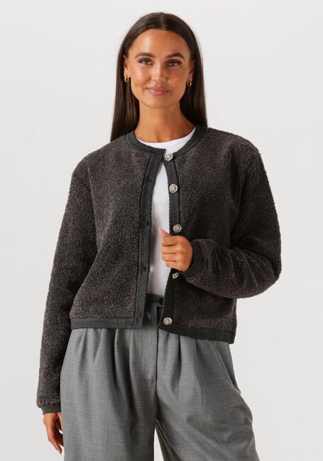 Donkergrijze NEO NOIR Trui LIMO FLUFFY KNIT CARDIGAN - large