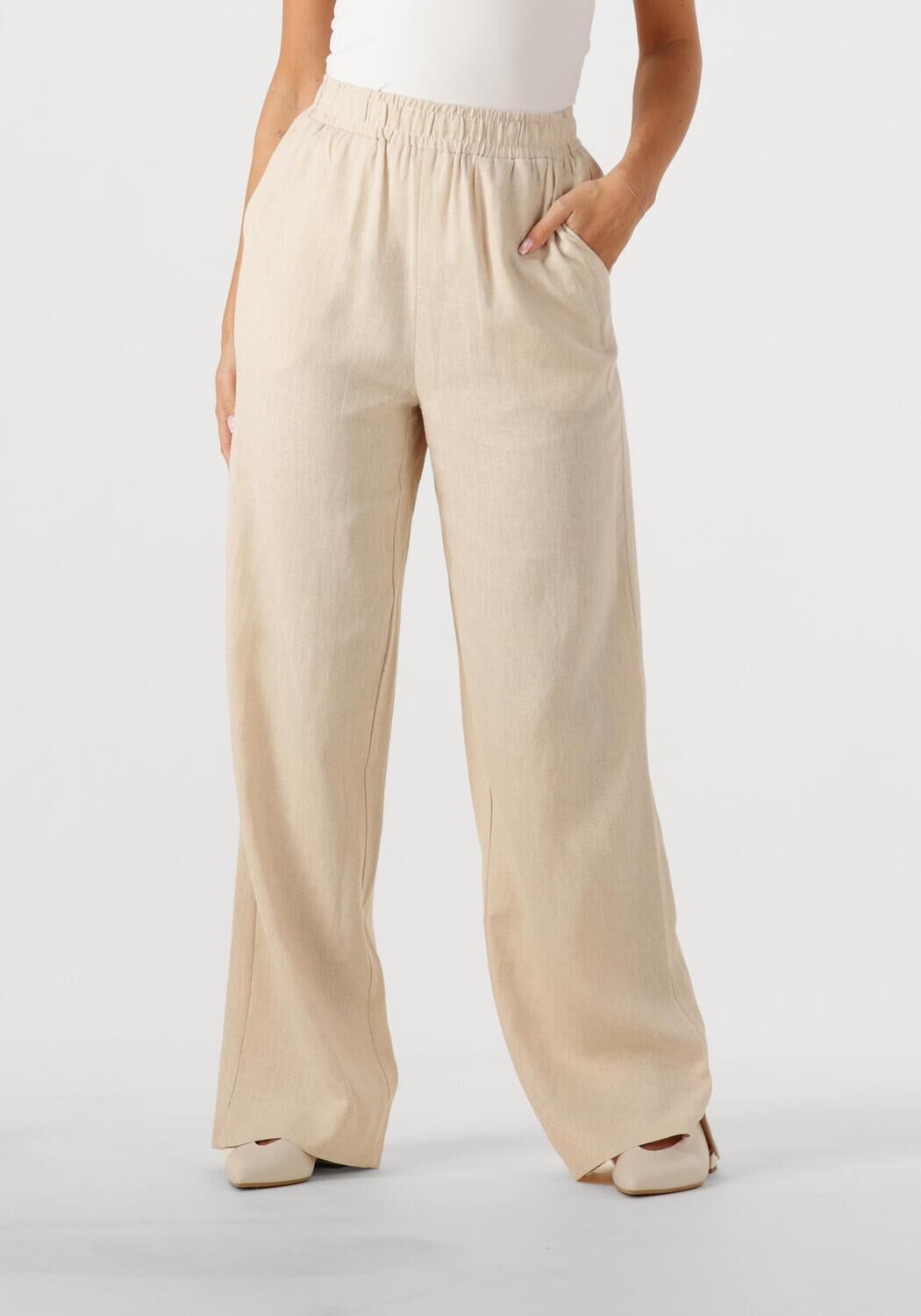 Y.A.S. Dames Broeken Yasflaxy Hw Linen Pant Noos Beige