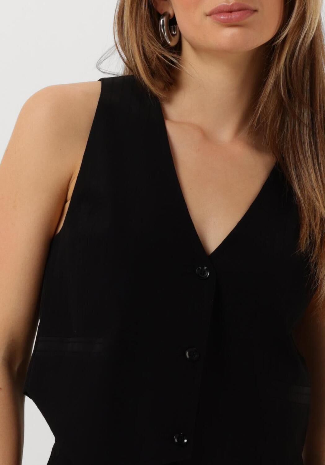 ALIX THE LABEL Dames Blazers Ladies Woven Stripy Waistcoat Zwart