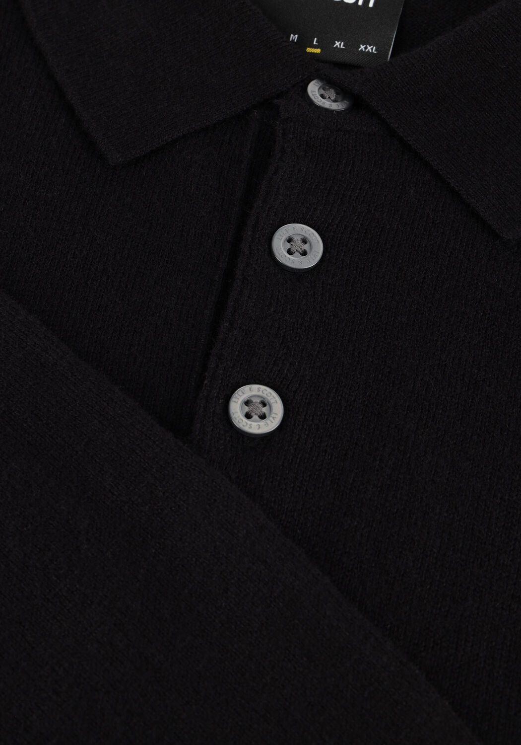 Zwarte LYLE & SCOTT Trui COTTON MERINO LONG SLEEVE KNITTED POLO - large