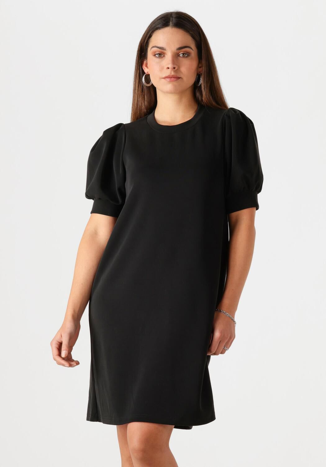 Notre-v Elegante Zwarte Midi Jurk Black Dames