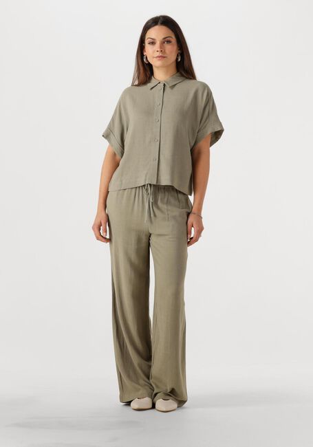 Khaki SELECTED FEMME Wijde broek SLFVIVA-GULIA HW LONG LINEN PANT NOOS - large