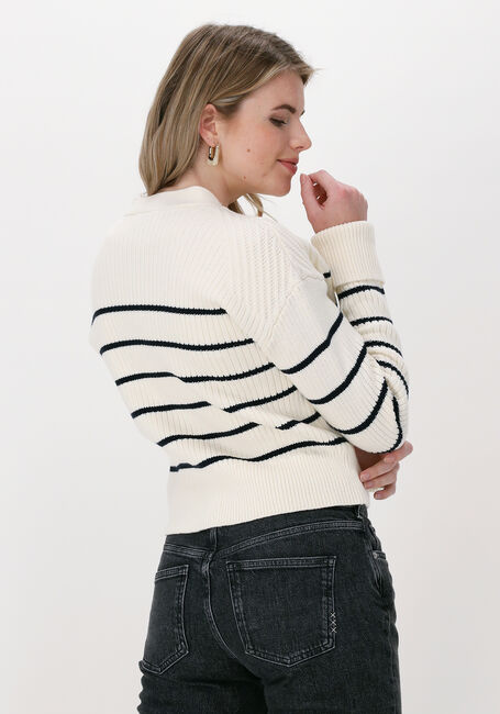 Ecru SCOTCH & SODA Vest VNECK STRIPED CHUNKY RIB ORGAN - large