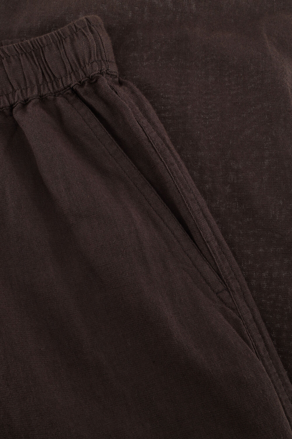 Bruine NEO NOIR Wijde broek SONAR LINEN PANT - large