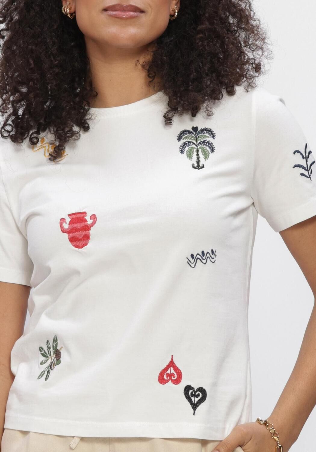 Witte OBJECT T-shirt OBJLUNAI 2/4 LO T-SHIRT - large