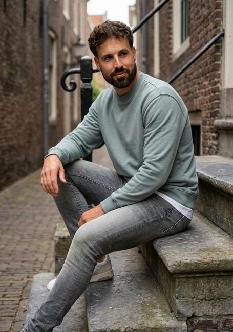 Blauwe PURE PATH Sweater LOOSE FIT SWEATERS CREWNECK308 - large
